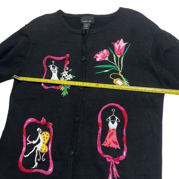 Morgan Cole Vintage Cardigan Black Embroidered- Sequins Size Medium NWT - Picture 10 of 13